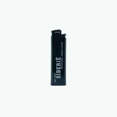 Cricket Siberië lighter with sleek design, compact size, and metal finish, suitable for lighting cigarettes or candles.