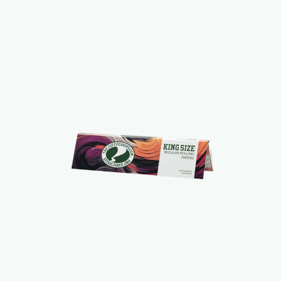 GreenGo Flow king-size rolling papers, natural and thin, displayed on a flat surface with packaging visible.