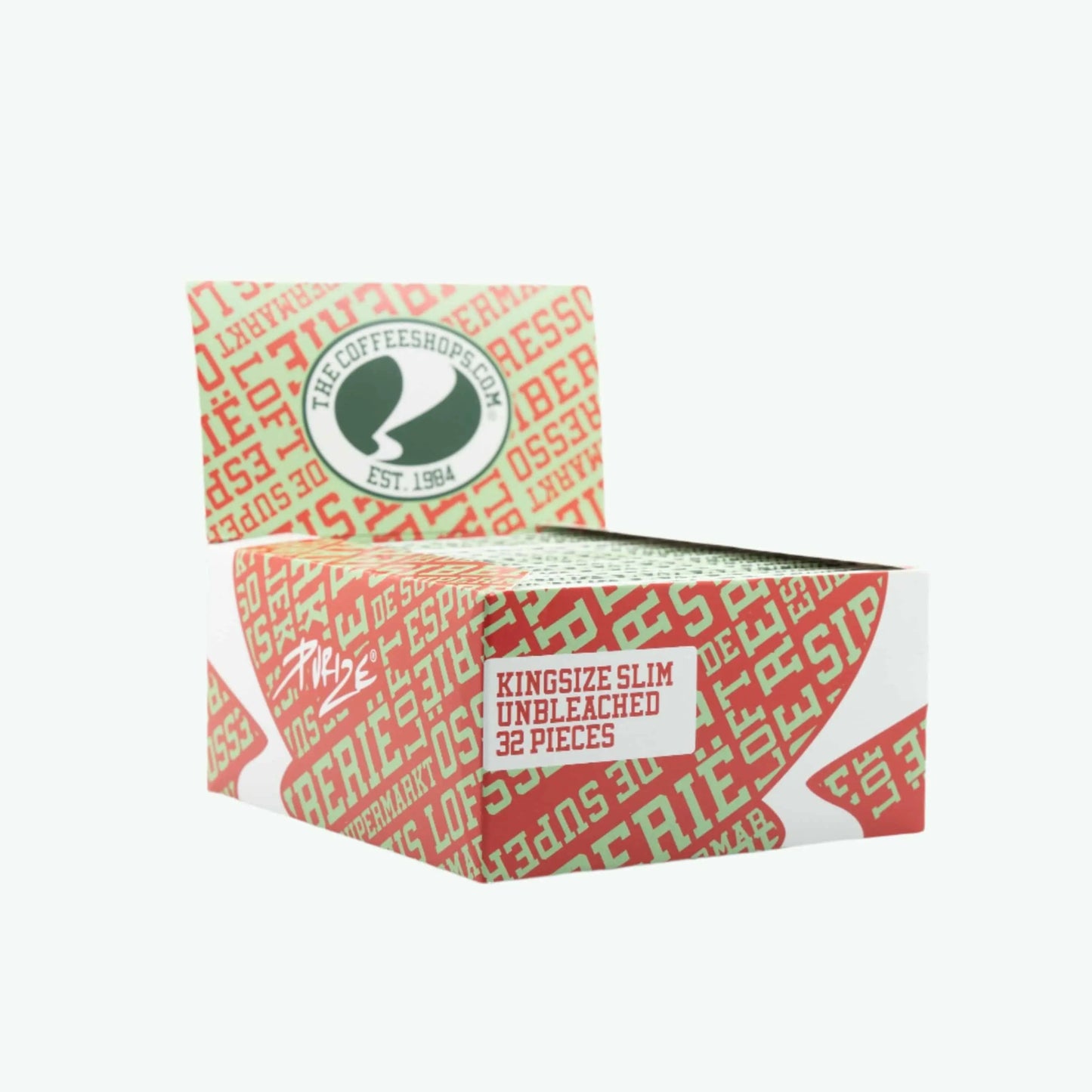 King size slim Purize rolling papers in a box, designed for rolling cigarettes or cannabis, with natural wood pulp appearance.