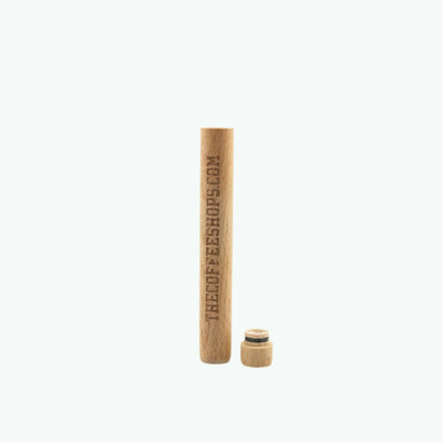 Wooden joint holder by The Coffeeshops, featuring a smooth wooden design for storing and organizing cannabis joints.